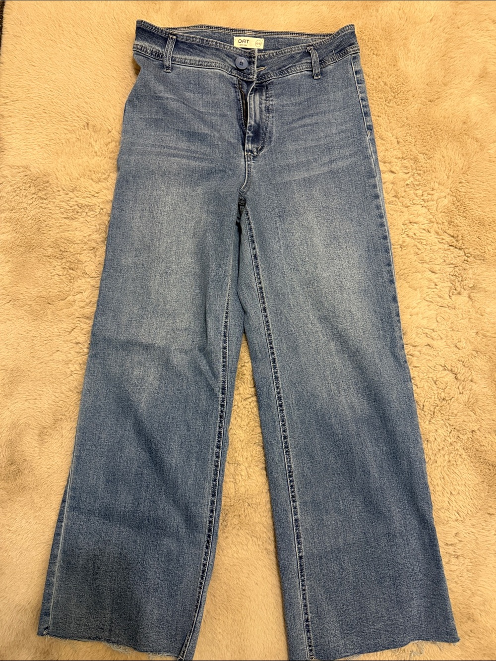 High-Rise Wide Leg Jeans in Medium Blue - Women's Flare